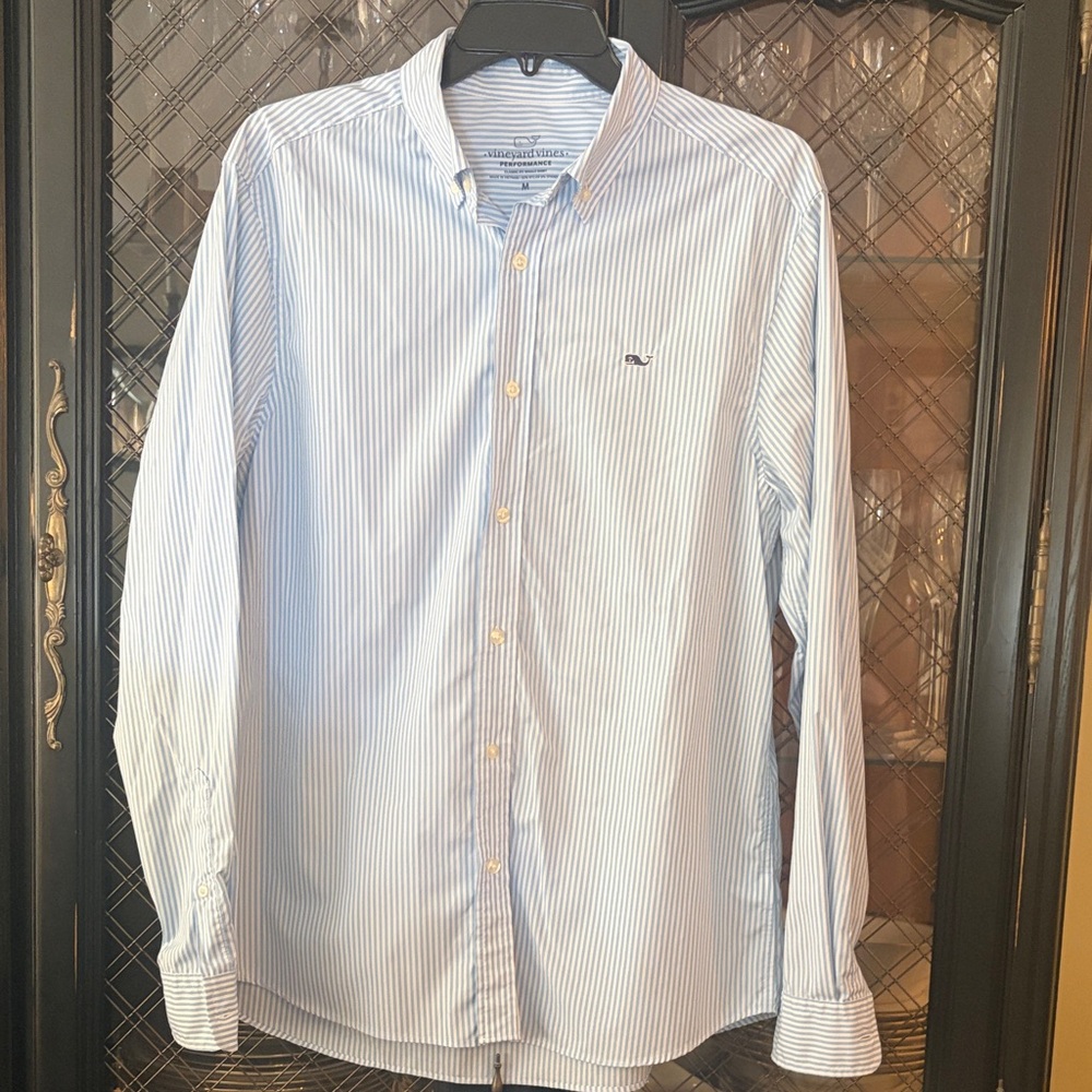 Vineyard Vines Men's Performance Blue Striped Shirt